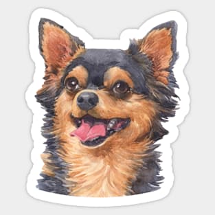 Black and Tan Chihuahua Watercolor Art Sticker